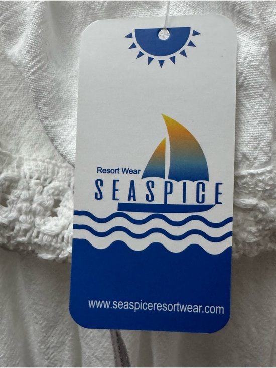 Seaspice White Cotton Off Shoulder Maxi Dress XL Boho Resort Lace NWT - Picture 9 of 10